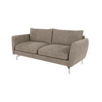 3-SITZER-SOFA Elou Dunkelbeige Microfaser - Chromfarben/Beige, Holz/Textil (203/87/92cm) - S-Style Möbel