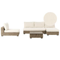 LOUNGE SADA 4-místná Bílá Varallo - šedá/bílá, přírodní materiály - Beliani