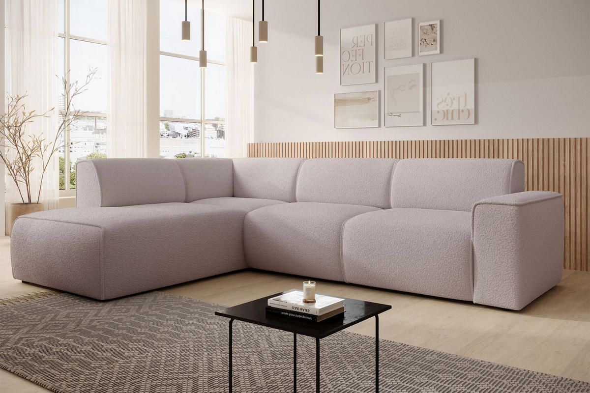 ECKSOFA Bouvi Beige links - Beige/Schwarz, Kunststoff/Textil (292/220cm) - Selsey