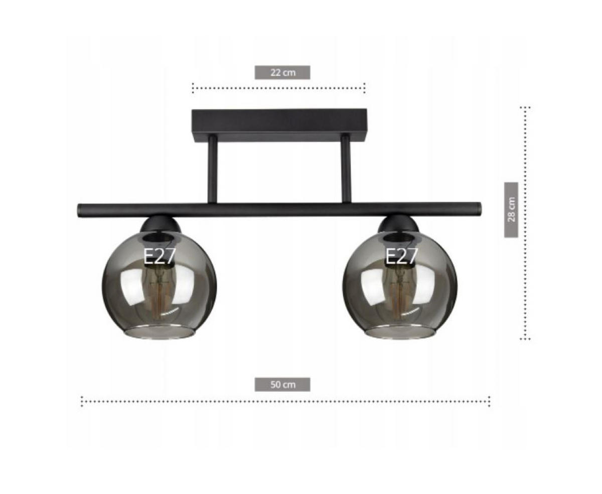 DECKENLEUCHTE HAGEN - Schwarz, Glas/Metall (50/15/28cm) - kiki design