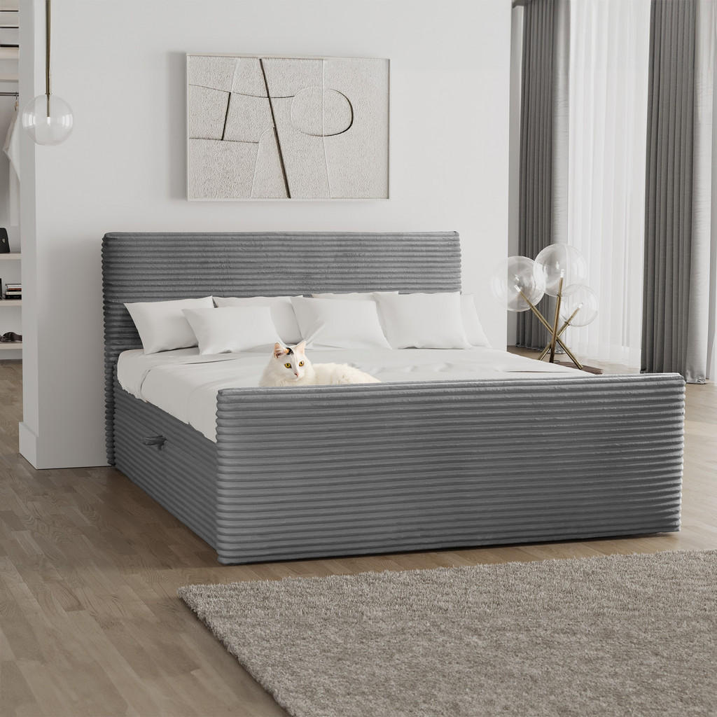 Thumbnail - Kaiser Möbel Boxbett, Dunkelgrau, Textil, H3, Höhe ca. 20 cm, Rechteckig, 180x200 cm, Schlafzimmer, Betten, Boxspringbet...