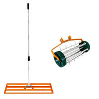 RASENRAKEL 100cm und rollender Rasenlüfter – Orange - Orange, Metall (100/115/32cm) - T-Mech