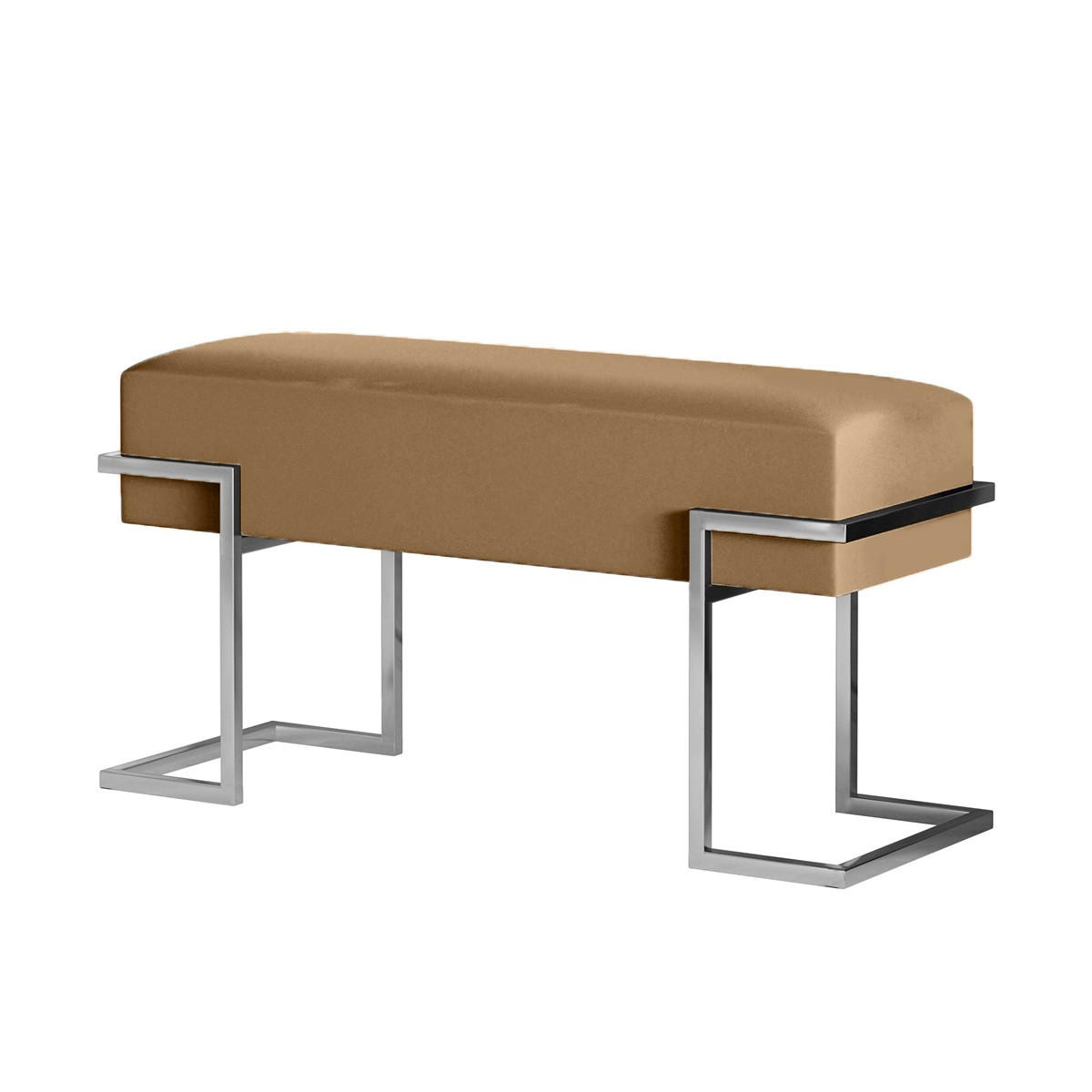 POLSTERBANK CELY 100 cm Beige, Verchromtes Metallgestell - Chromfarben/Beige, Textil/Metall (100/42/34cm) - Bettso