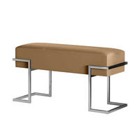 POLSTERBANK CELY 80 cm, Dunkelbeige, Chromgestell - Chromfarben/Beige, Textil/Metall (80/42/34cm) - Bettso
