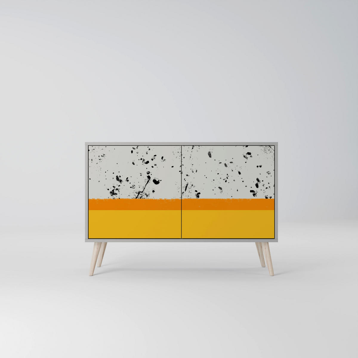 SIDEBOARD DYED BY ORANGE, Eicheneffekt, 111x42x77,5 cm, 2 Türen - Eichefarben/Buchefarben, Holzwerkstoff/Buchenholz (111/77.5/42cm) - SpaceRebels