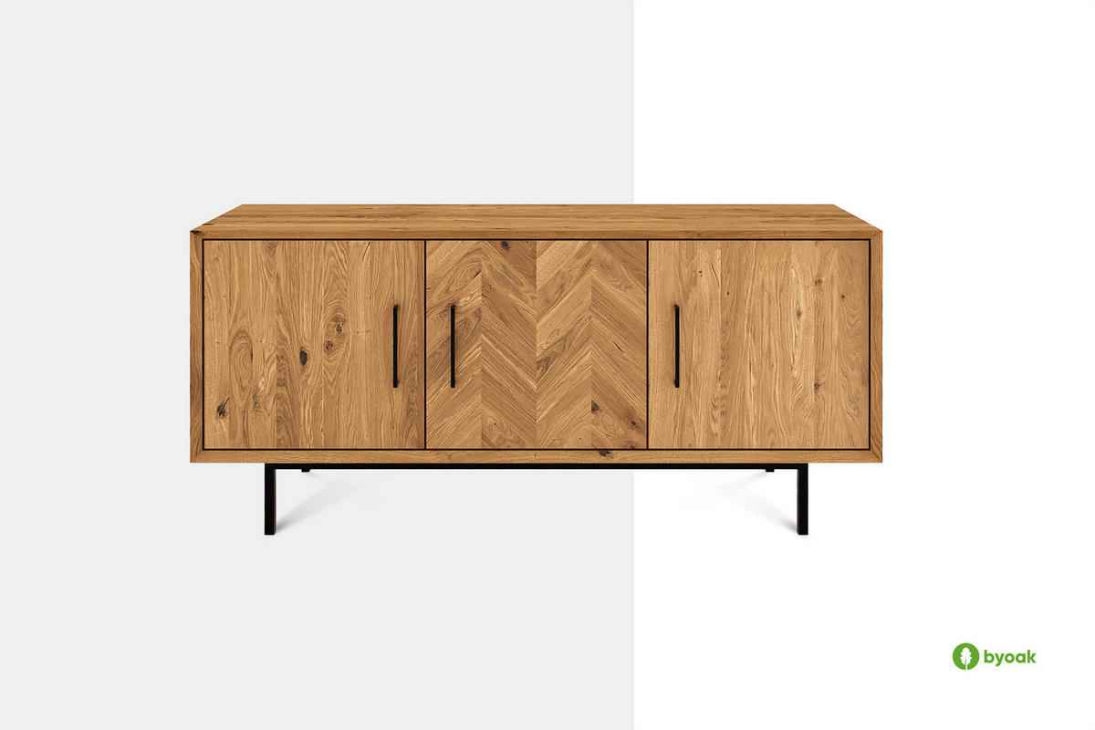 KOMMODE BREIT LEON Wildeiche - Wildeiche, Holz (144/65/45cm) - byoak