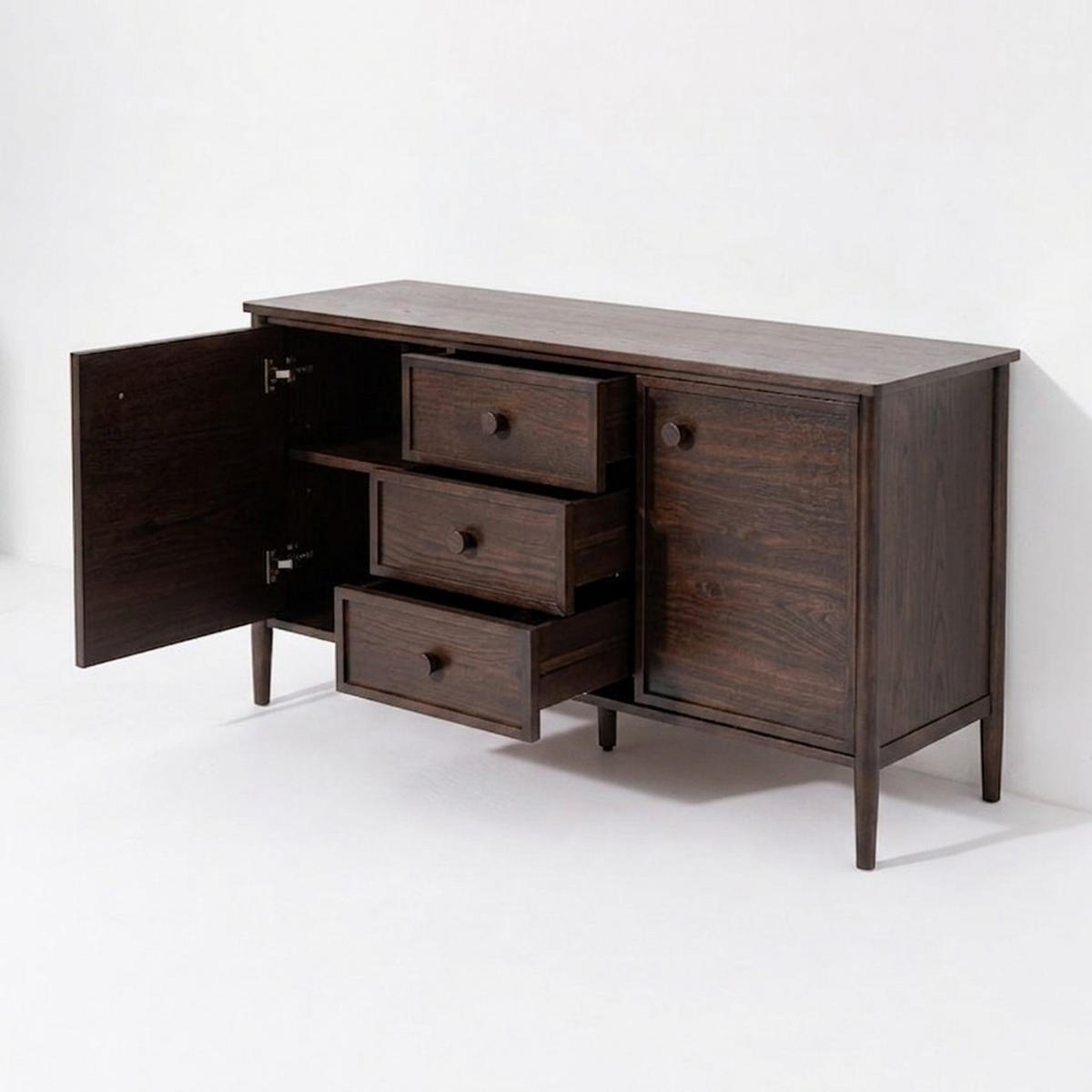 SIDEBOARD Rose, Eichenholz und Eichenfurnier, Espresso - Braun, Holz (150/80/45cm) - WOODEK