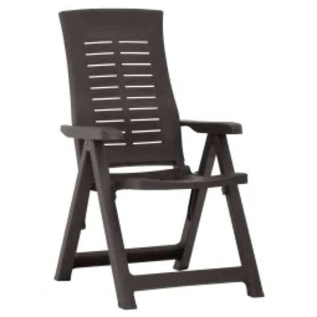 VERSTELLBARE Gartenstühle 2er set Kunststoff Anthrazit - Anthrazit, Kunststoff (67/106/59cm) - vidaXL