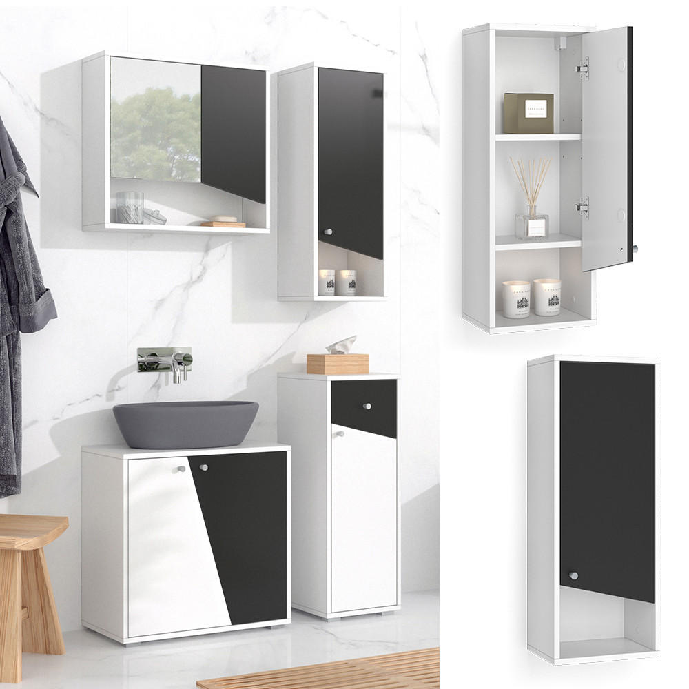 BADSCHRANK Irida Anthrazit/Weiß 30 x 79 cm - Anthrazit/Weiß, Holzwerkstoff (30/79/22cm) - Vicco