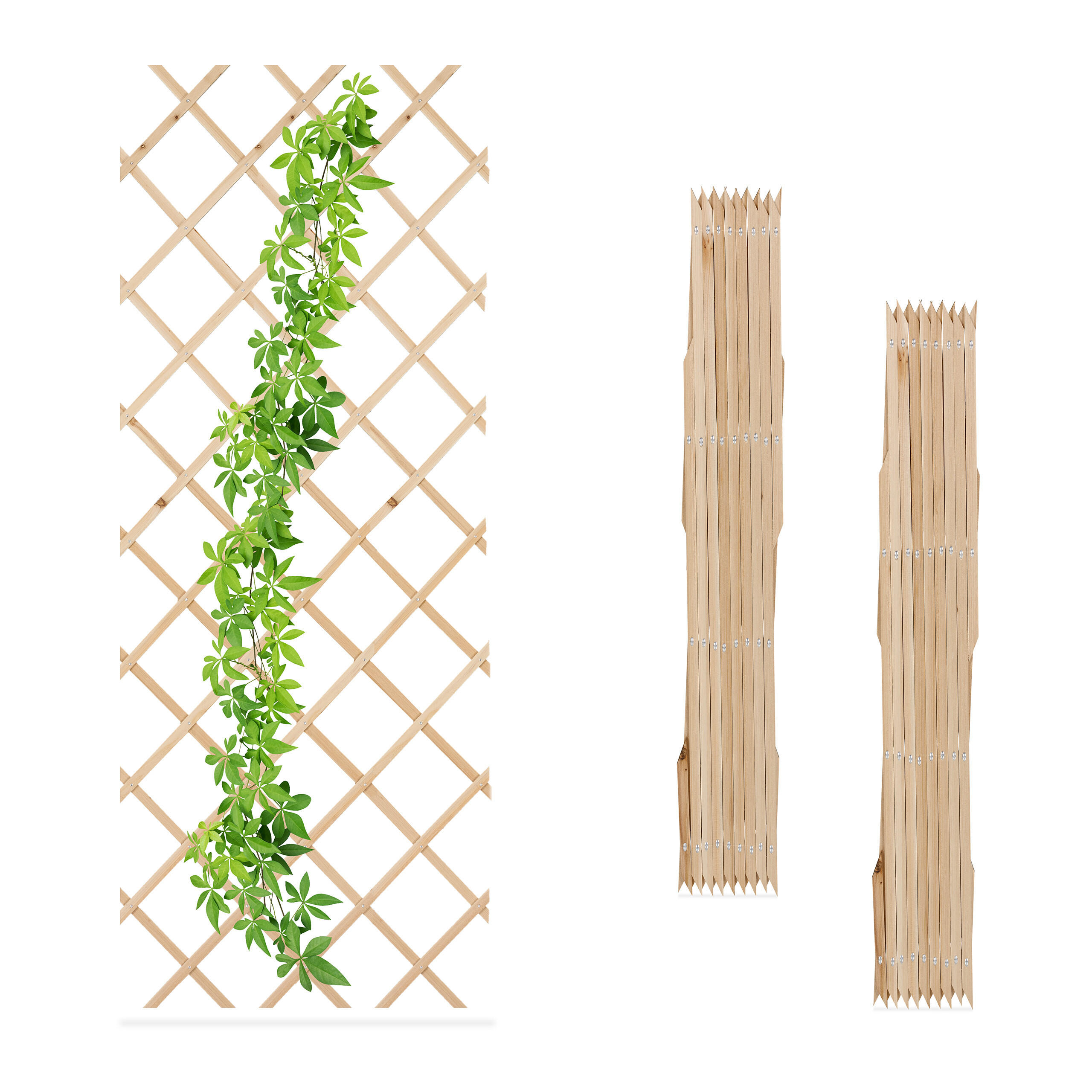 3XRANKGITTER - Hellbraun, Holz (46/270/1cm) - Relaxdays