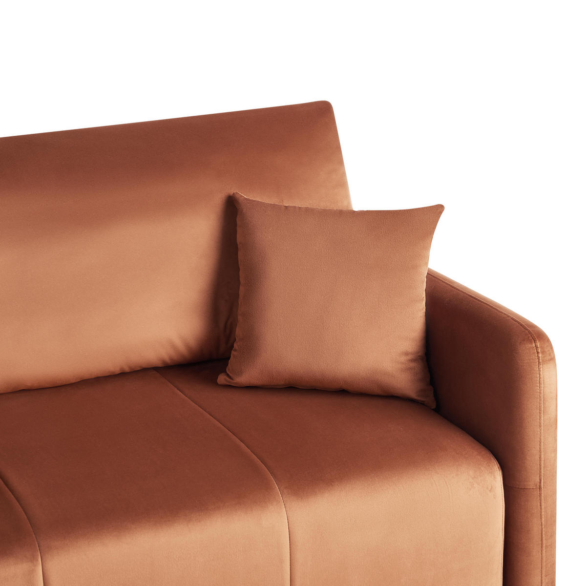 ROZKLÁDACÍ POHOVKA 3-místná Sametová látka Zlatohnědá Egge - zlatá, textil (220/88/93cm) - Beliani