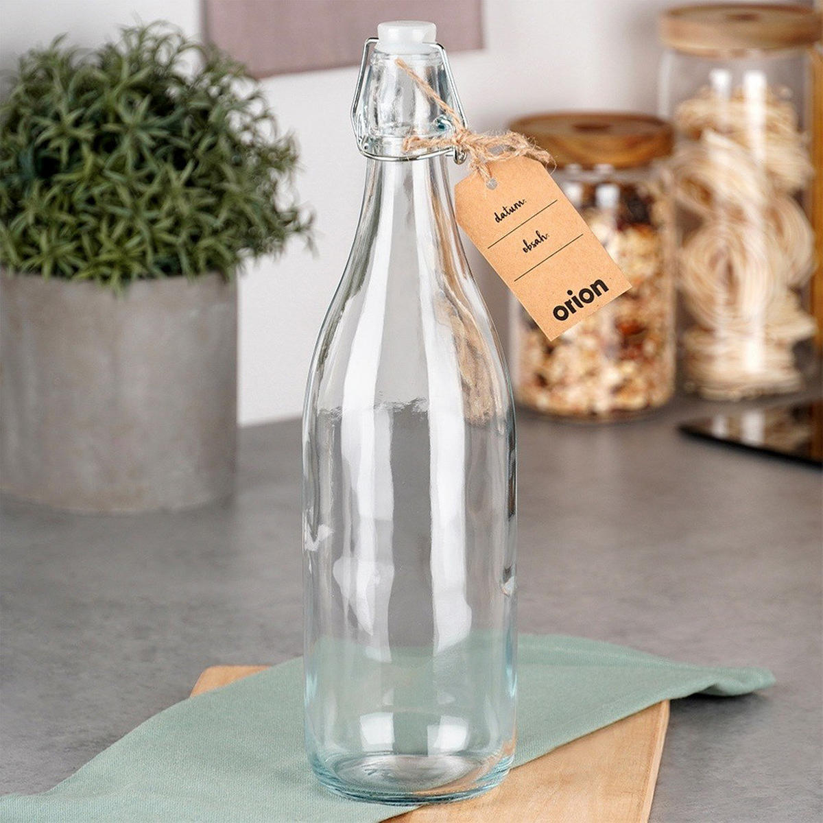 LAGERFLASCHE Bügelverschluss 1 l Transparent - Transparent, Glas (8/31.5/8cm) - Orion 