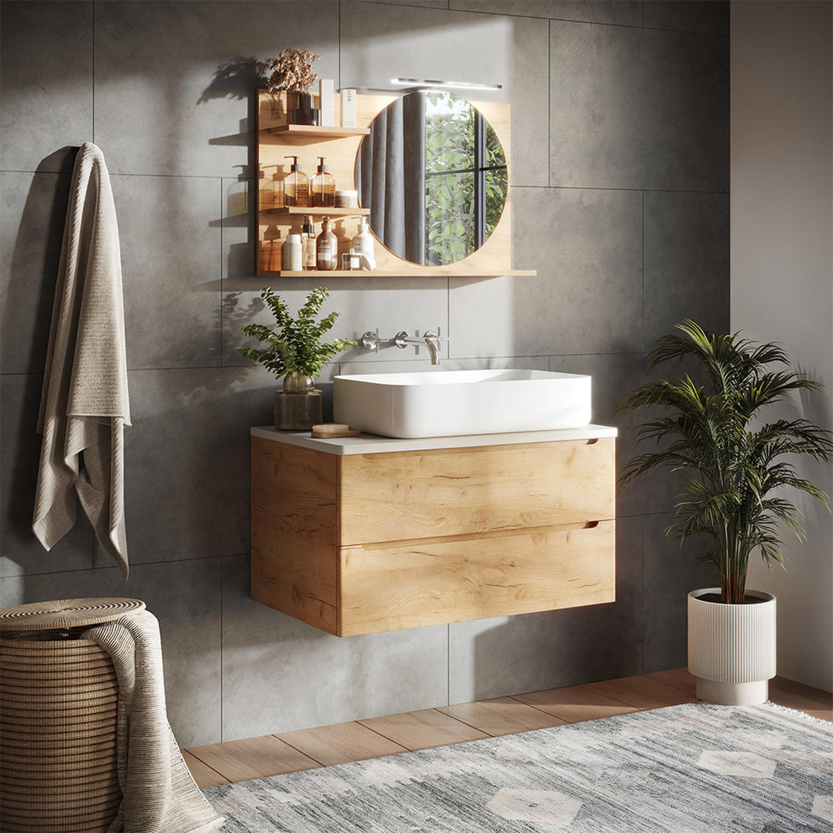 KOUPELNOVÁ ZRCADLOVÁ SKŘÍŇKA Avena Dub - barva dubu, kompozitní dřevo (80/50/13.5cm) - Vicco