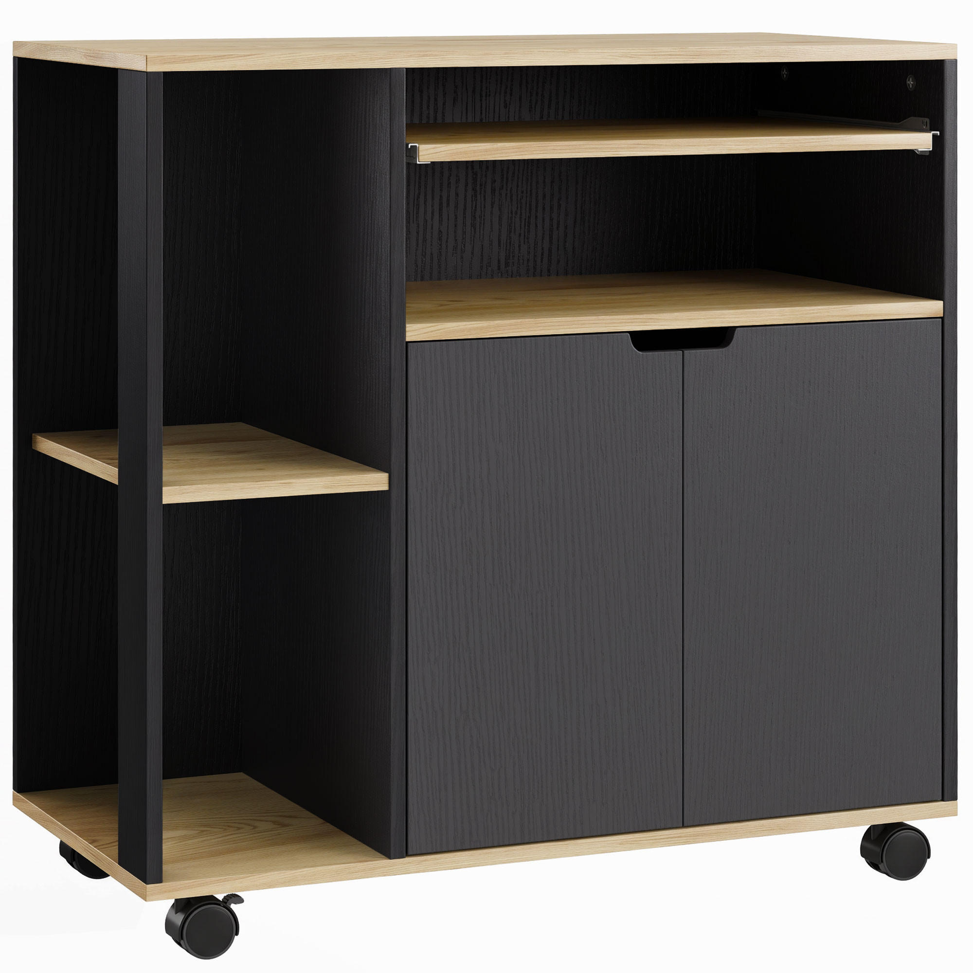 KÜCHENWAGEN MDF Schwarz - Schwarz, Holzwerkstoff (40/82/80cm) - HOMCOM