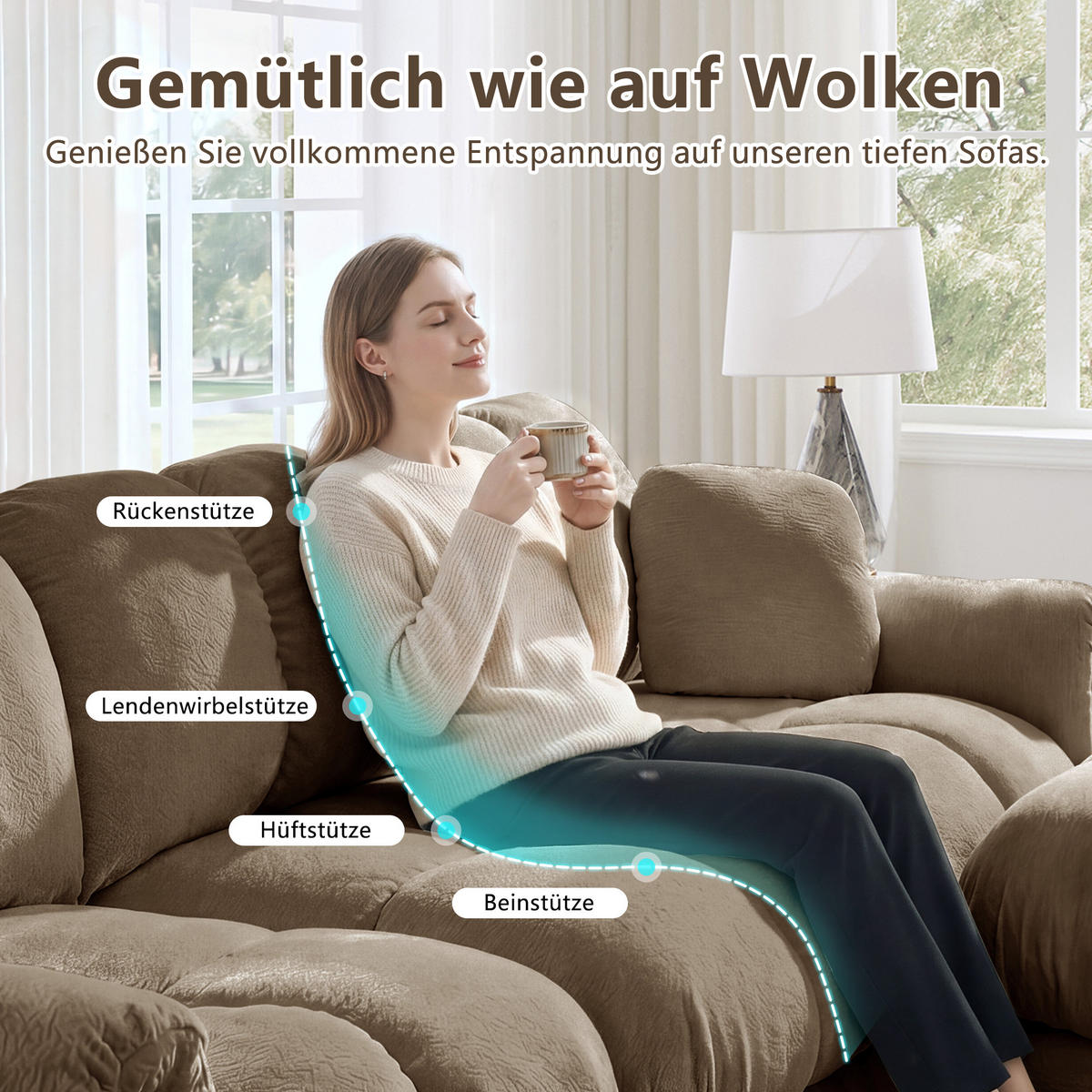 ECKSOFA 330/149/90 cm Braun Cord mit mobiler Ottomane und 2 kleinen Dekokissen - Braun, Textil (330/149cm) - Oxeza