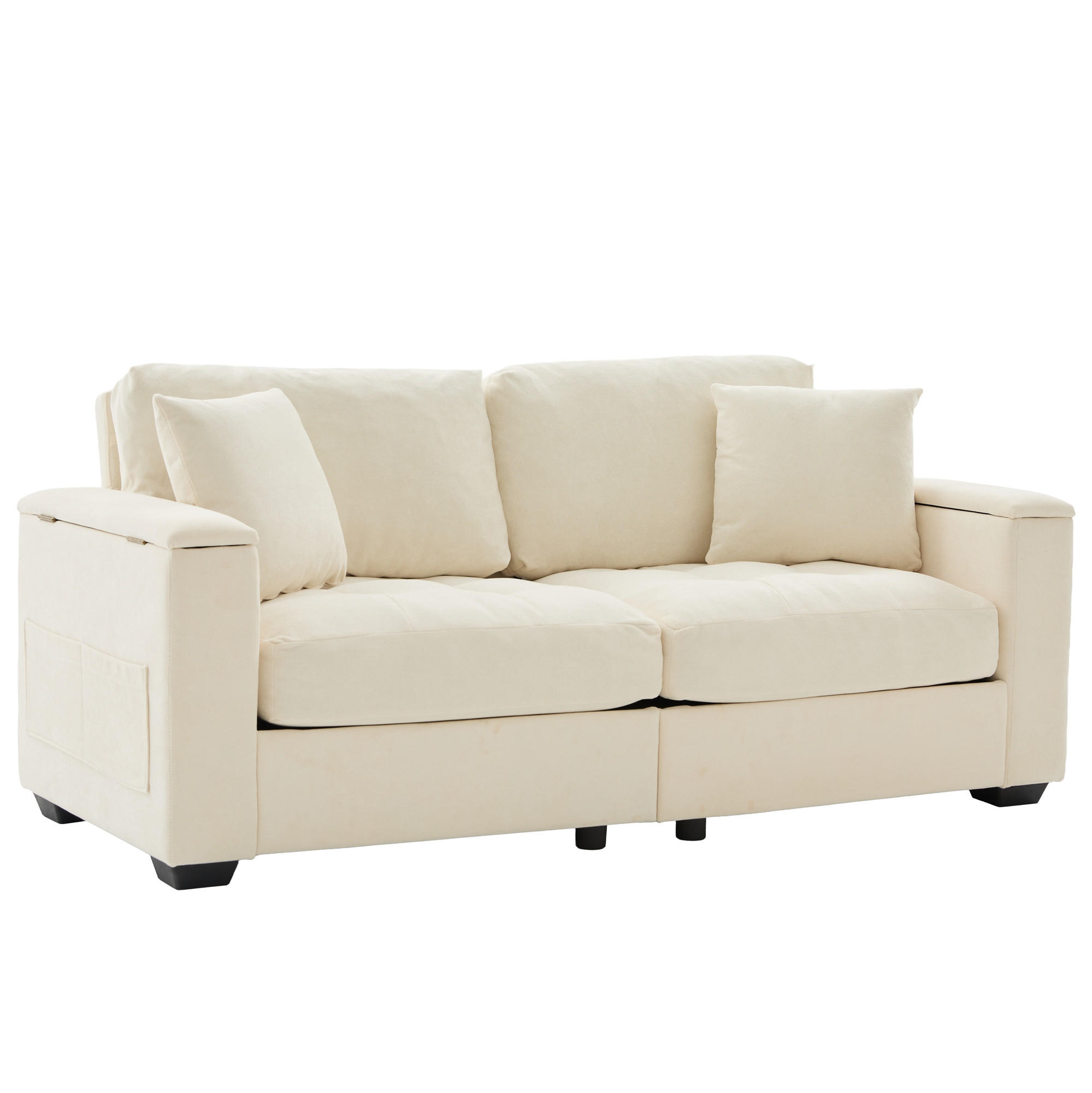 2-SITZER-SOFA DE-35382 mit Stauraum Beige - Beige, Holzwerkstoff (81.5/84/180cm) - ComfortXL