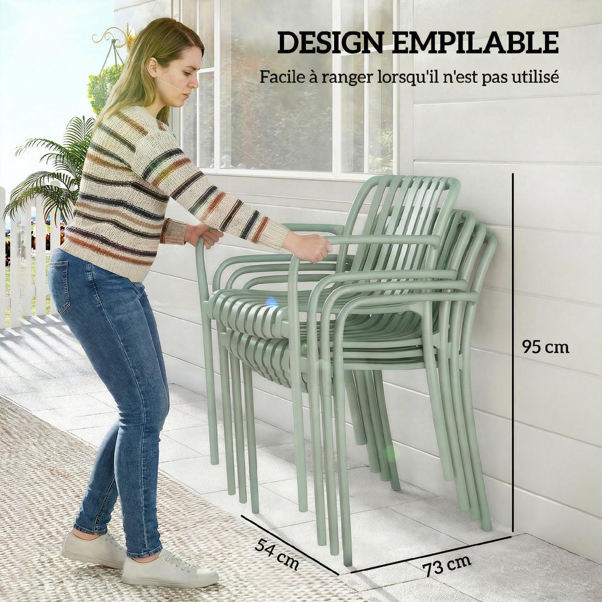 GARTENSTUHL Grun 4 Stück - Grün, Kunststoff (55/81.5/58.5cm) - GiPP