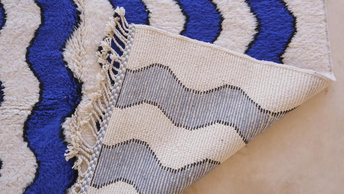 BERBERTEPPICH aus Marokko modern aus Wolle blau - Blau, Naturmaterialien (200/293cm) - AFK Living