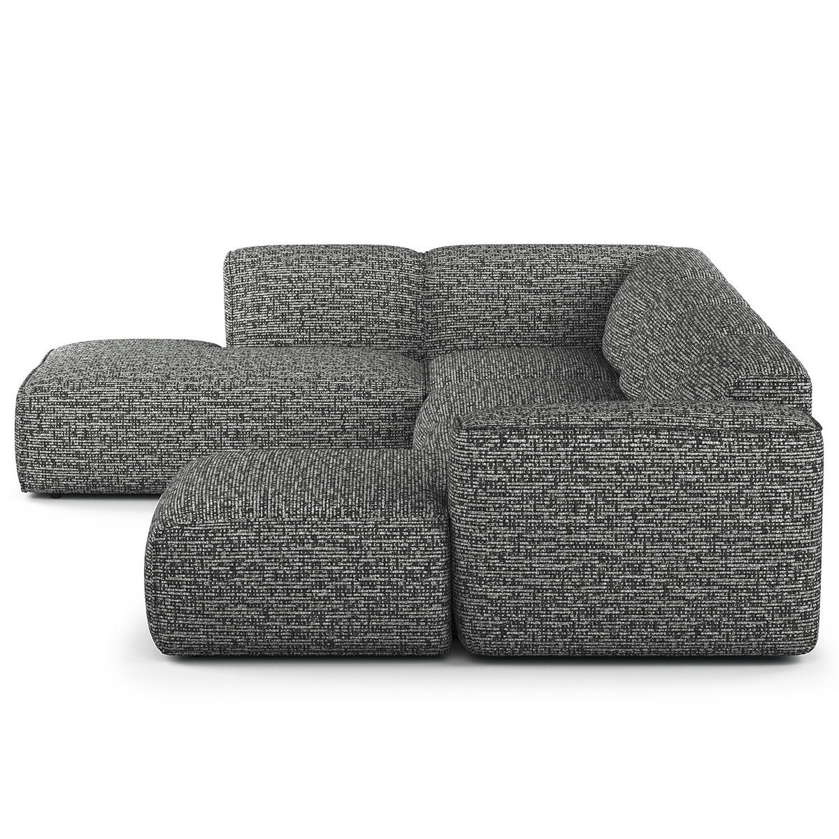 WOHNLANDSCHAFT mit Longchair - Schwarz/Grau, Kunststoff/Textil (325/71/235cm) - home24