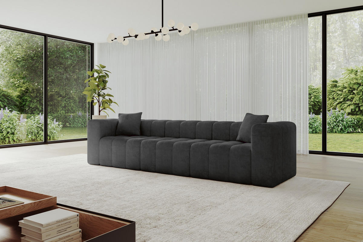 POHOVKA 3-MÍSTNÁ DONY-3 315x90x71 cm Černá Velur - černá, kompozitní dřevo/textil (315/71/90cm) - ALTDECOR