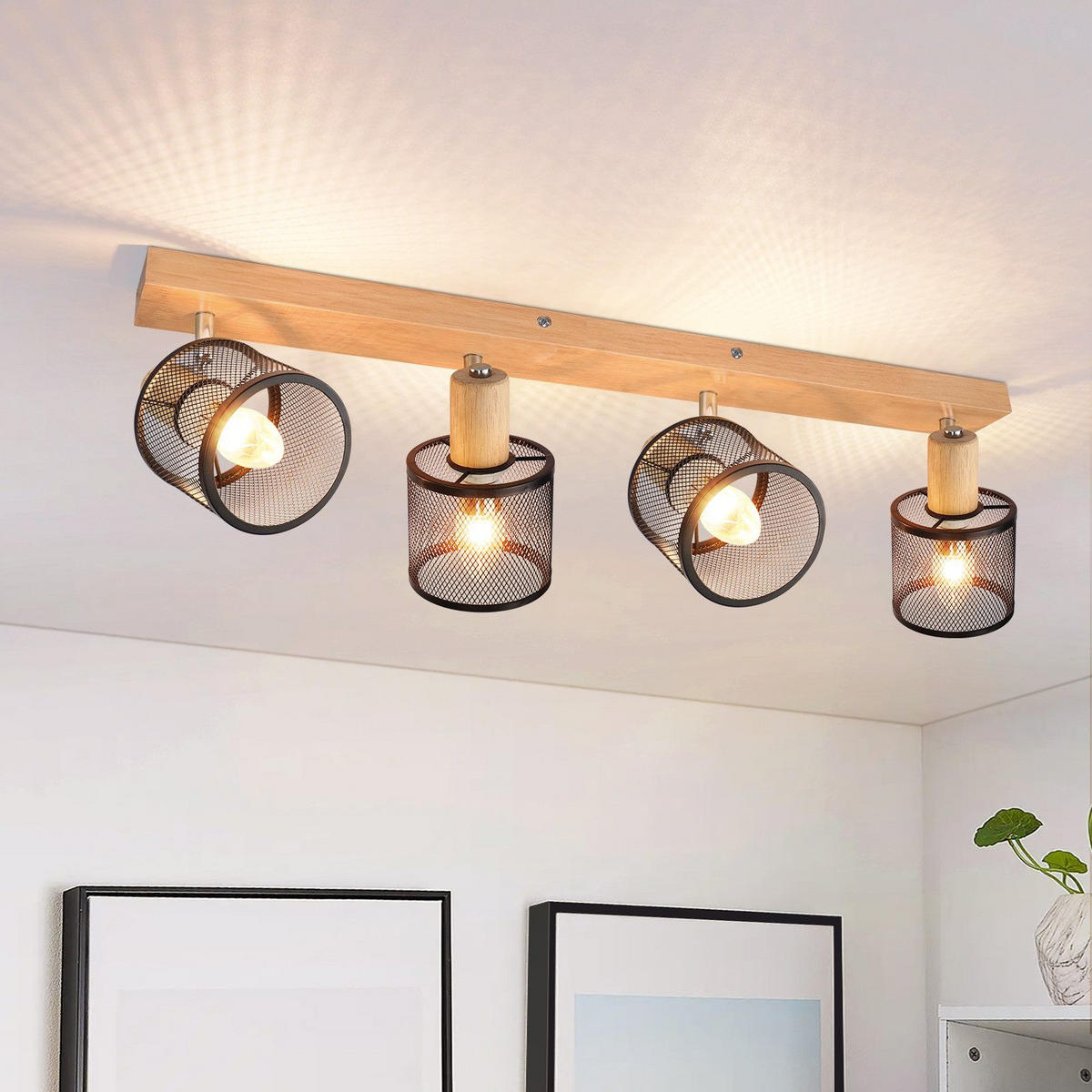 STRAHLER Gisela 4-flammig 60/10/14 cm - Schwarz, Metall (60/10/14cm) - Nettlife