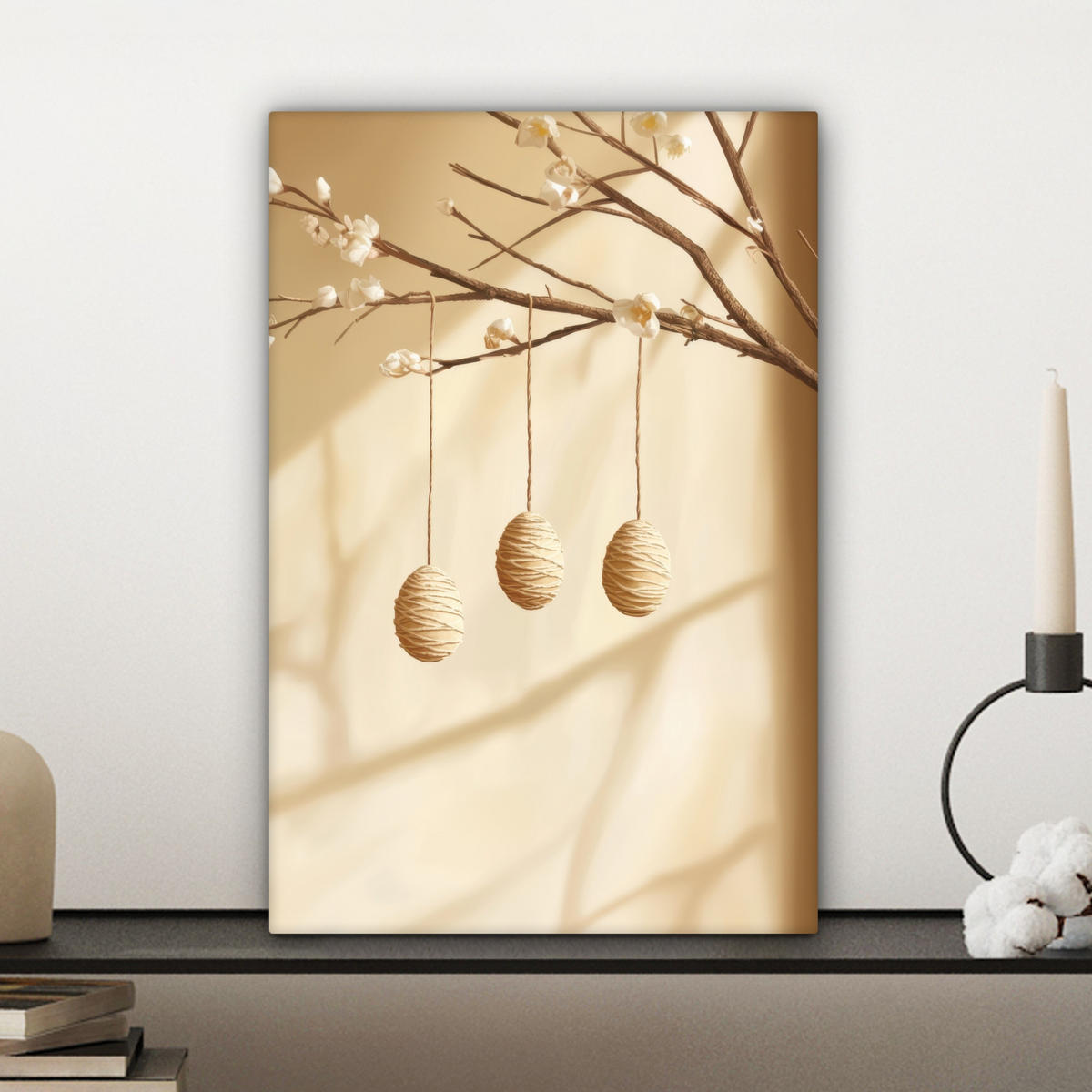 LEINWANDBILD Beige - Osterkuchen - Eier Deko Wohnzimmer 20x30 cm - Beige, Textil (20/30cm) - MuchoWow