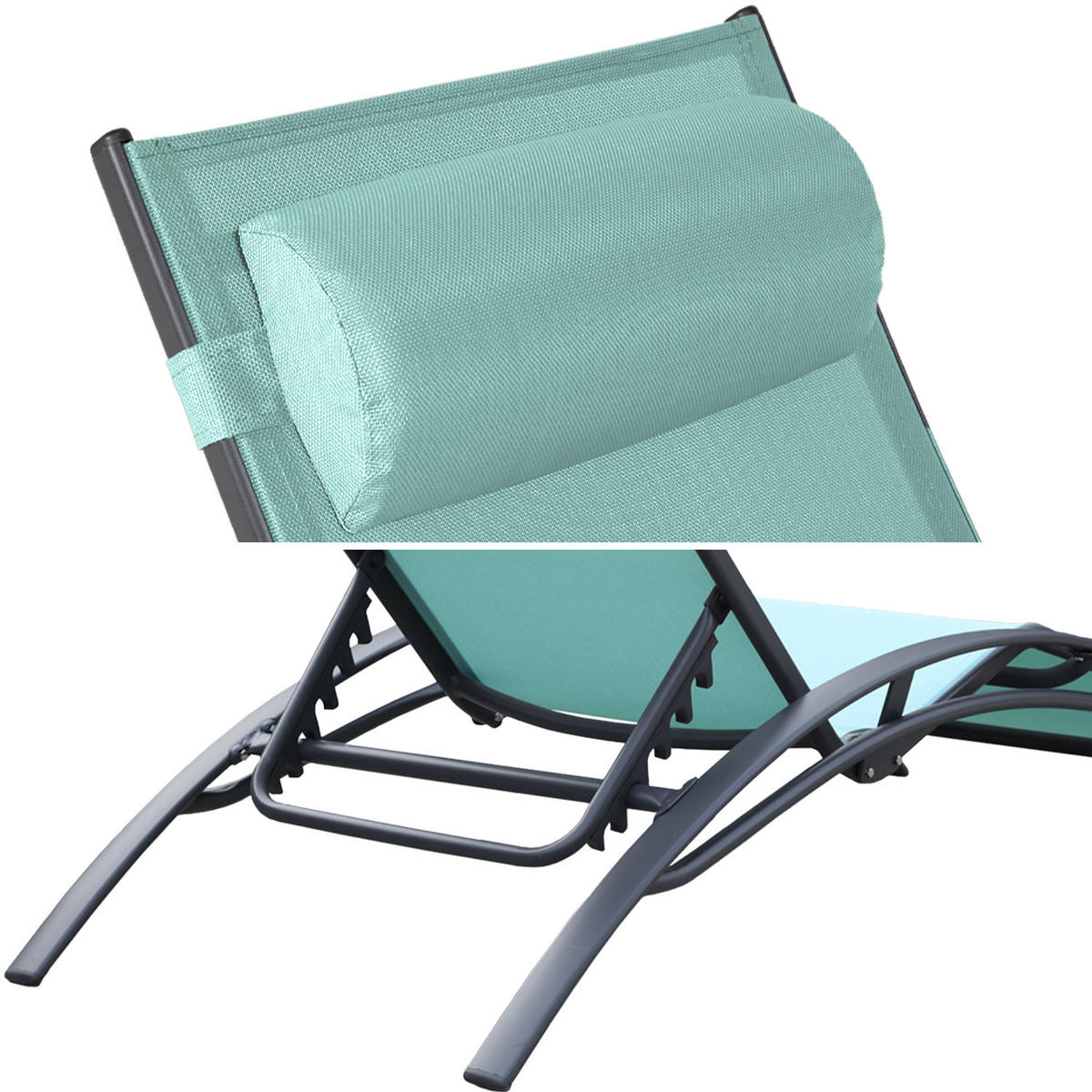 SONNENLIEGEN Galapagos Wassergrün und anthrazitgrau 2er-Set - Grün, Metall (64/87/178cm) - Happy Garden