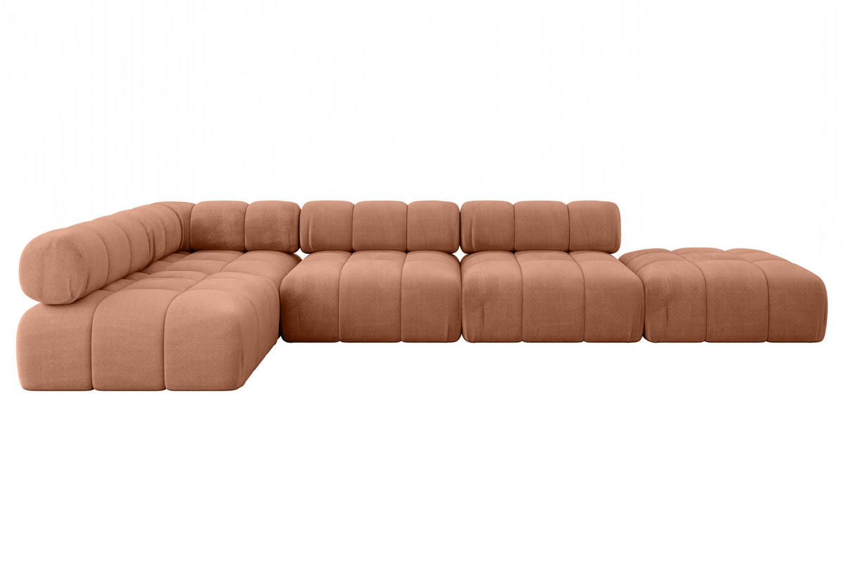 ECKSOFA modulares Sofa Favio-L2 - 380x190x70 cm Apricot Velours - Koralle, Holzwerkstoff/Textil (380/190cm) - ALTDECOR