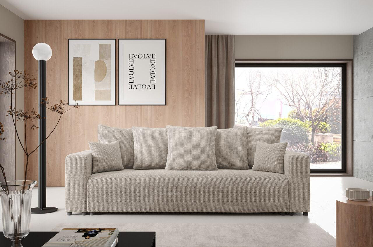 SCHLAFSOFA mit Bettkasten Beige - Beige, Textil (247/88/93cm) - Furnisell