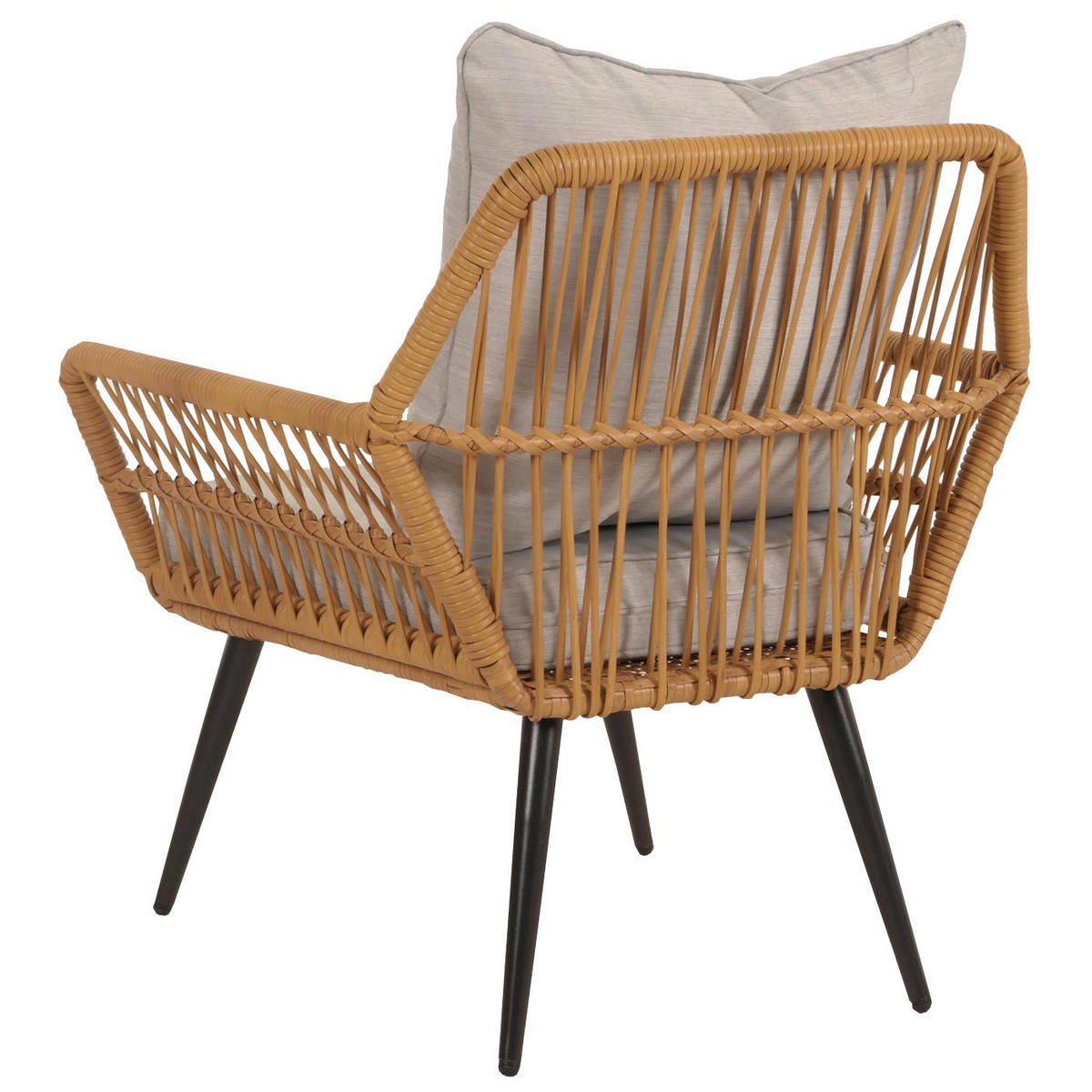 GARTEN-GARNITUR aus Poly-Rattan HxBxT 78x64x72cm Sitzhöhe 41cm Hellgrau - Hellgrau, Kunststoff - PROREGAL