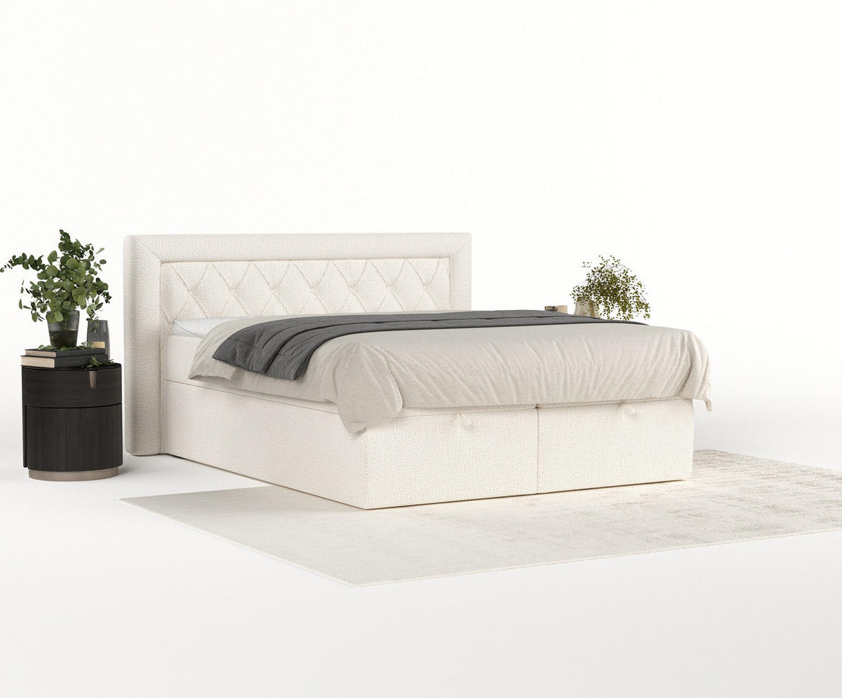 BOXBETT Jayleen Creme 140/200 cm - Creme/Schwarz, Holz/Holzwerkstoff (140/200cm) - Maison de Reve