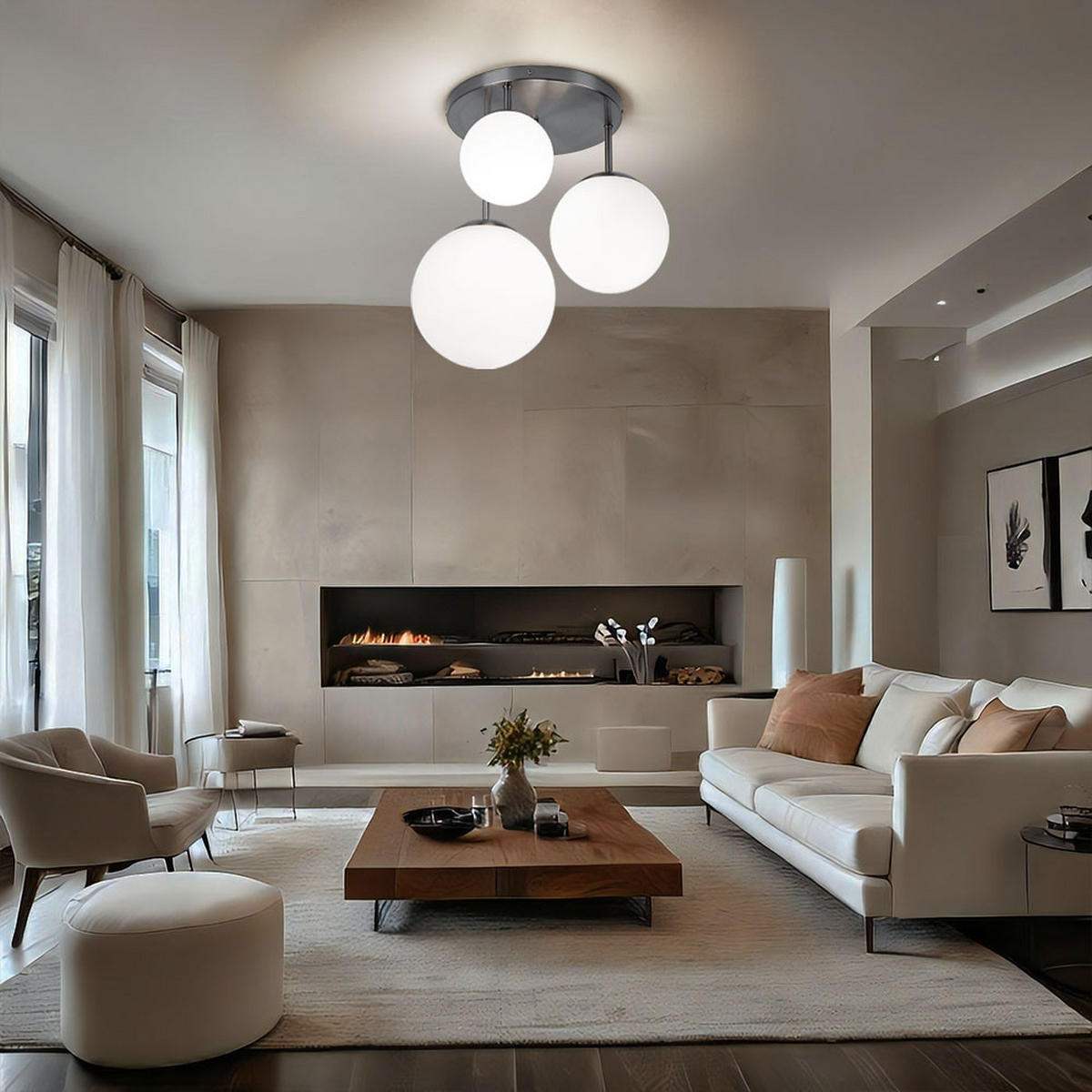 LED DECKENLEUCHTE Joel Silber Metall - Silberfarben, Glas (46.5/46.5/44cm)