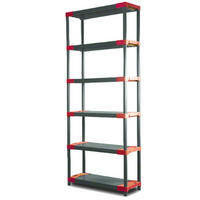 KUNSTSTOFFREGAL GREY BEAR Extra-Tall 220x80x46cm Fachlast 120kg Grau-Rot - Rot, Kunststoff (80/222/46cm) - PROREGAL