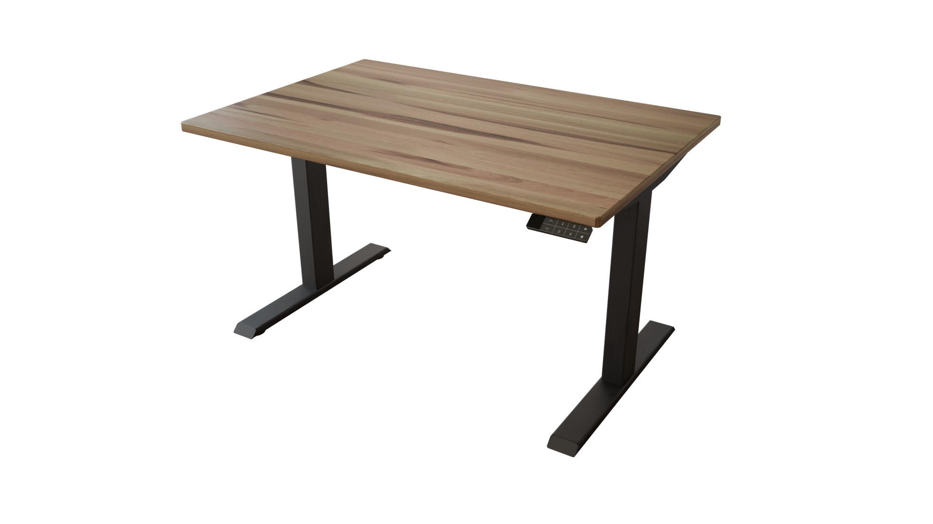 SCHREIBTISCH 120/80/65 - 130 cm elektrisch höhenverstellbar aus Kernbuche - Schwarz/Braun, Holz (80/120/65cm) - MeinMassivholz