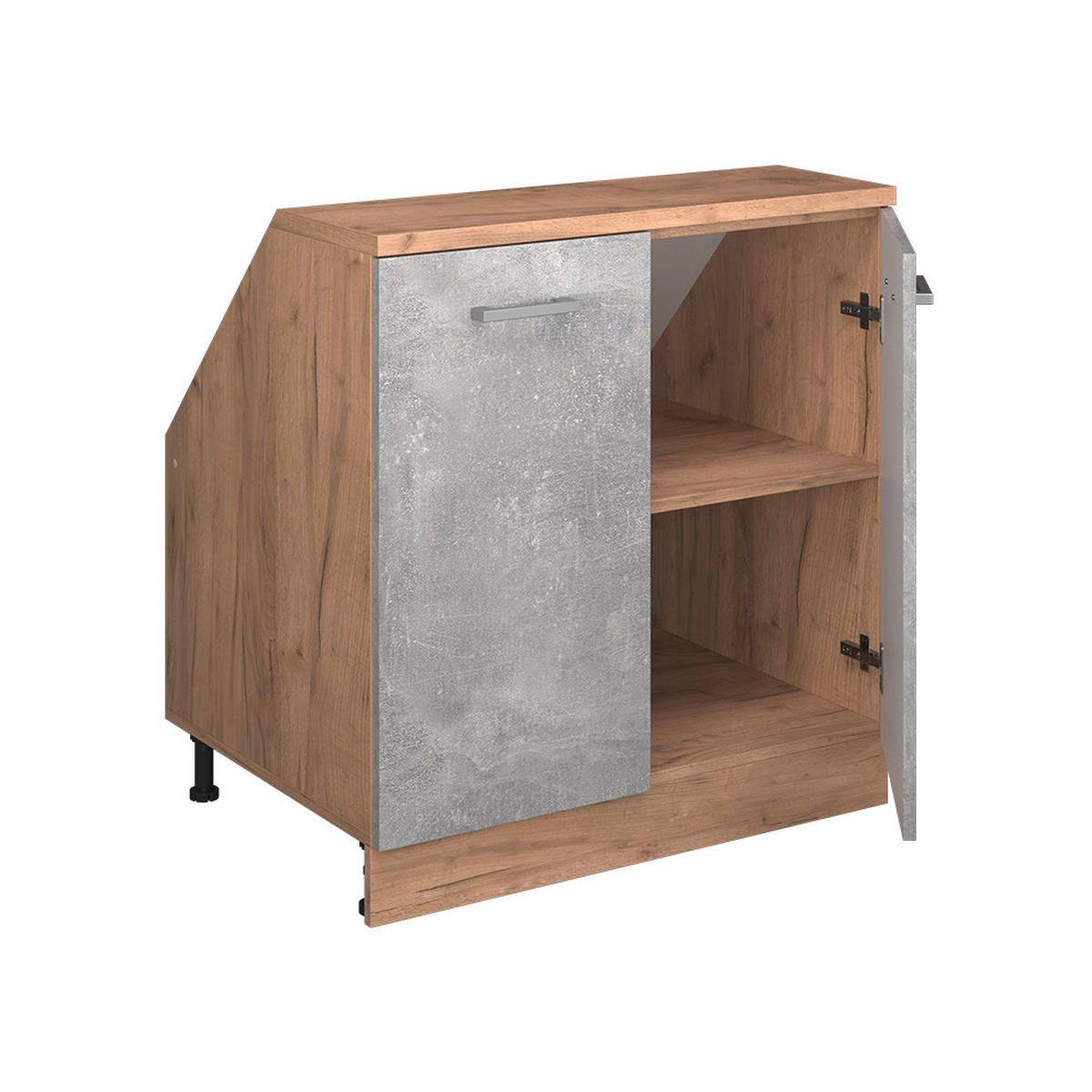 R-LINE betón 80 cm s 2 dverami, korpus skrine hĺbka 60 cm - sivá/dub medový, kompozitné drevo (80/83.8/60cm) - Vicco