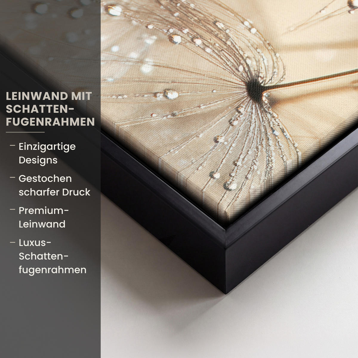 LEINWAND Bilder mit Rahmen - Löwenzahn - Abstrakt - Natur - Beige - 20x30 - Braun, Textil (20/30cm) - MuchoWow
