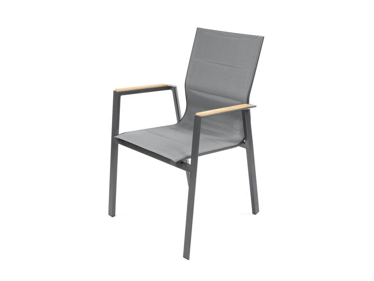 GARTENSTUHL Melbourne 2er-Set Anthrazit Aluminium stapelbar feste Rückenlehne - Grau, Kunststoff (80/175/120cm) - Green Spirit