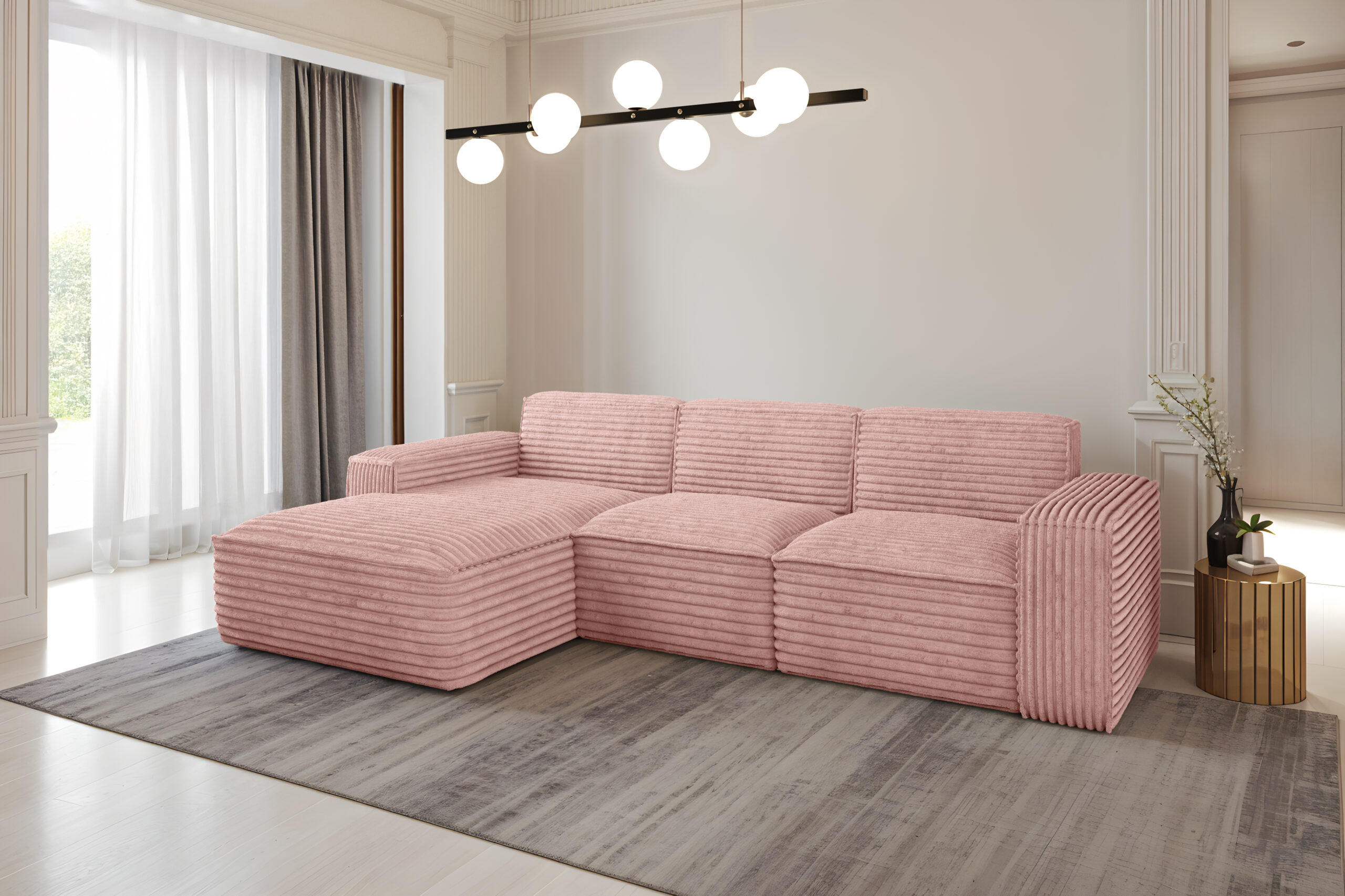 ECKSOFA L-Form Siena Stoff Velo Rosa Links - Rosa, Holz/Kunststoff (165/266cm) - Kaiser Möbel