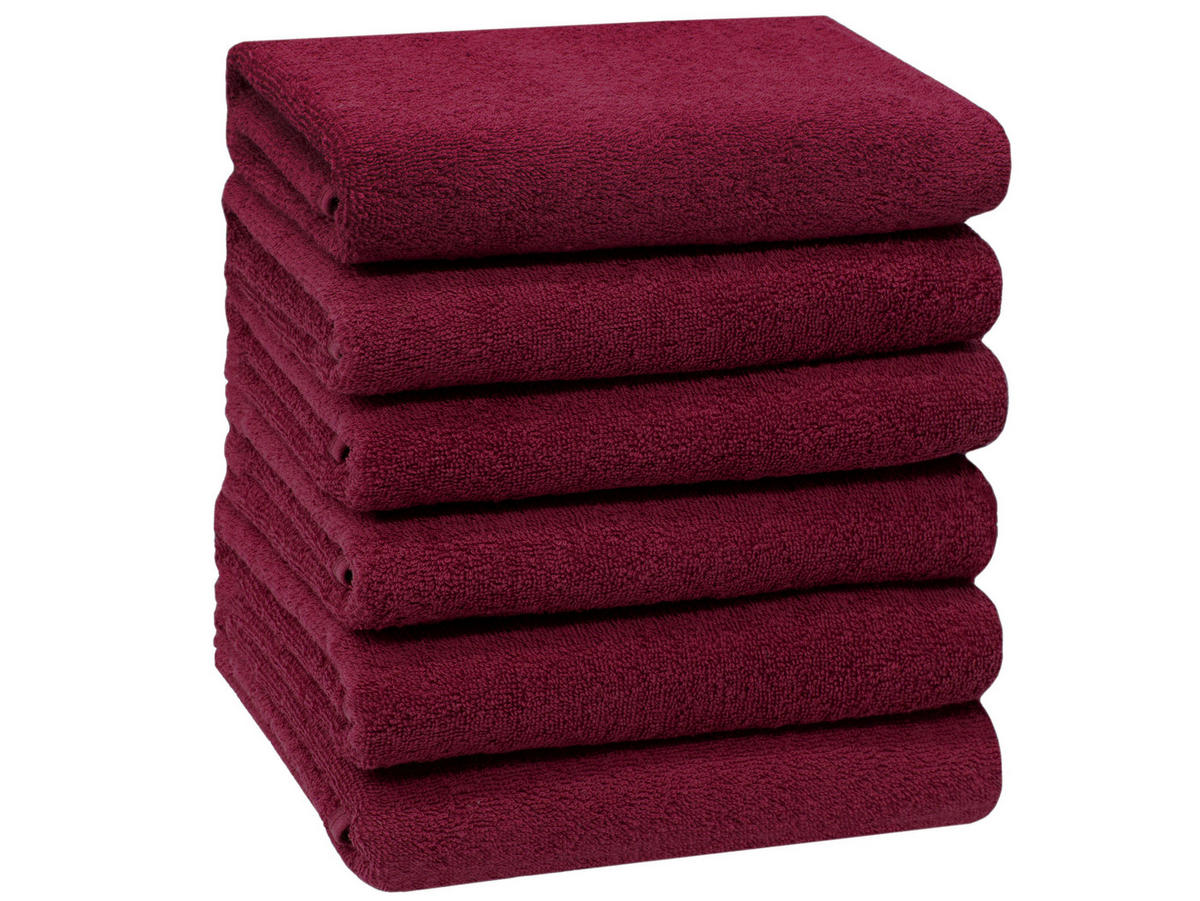 HANDTÜCHER, 6er-Set, 50x100 cm, 100% Baumwolle, Rot - Bordeaux, Textil (50/100cm) - Zollner
