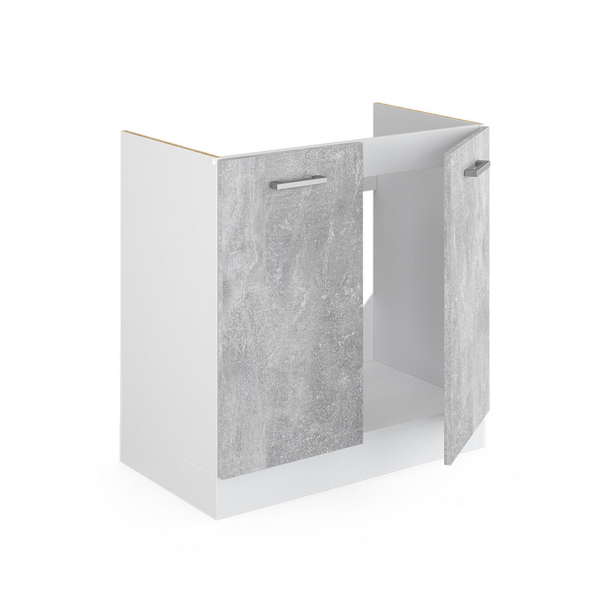 SPÜLENUNTERSCHRANK R-Line Beton 80 cm ohne AP - Schieferfarben/Hellgrau, Holzwerkstoff (80/81.6/46cm) - Vicco