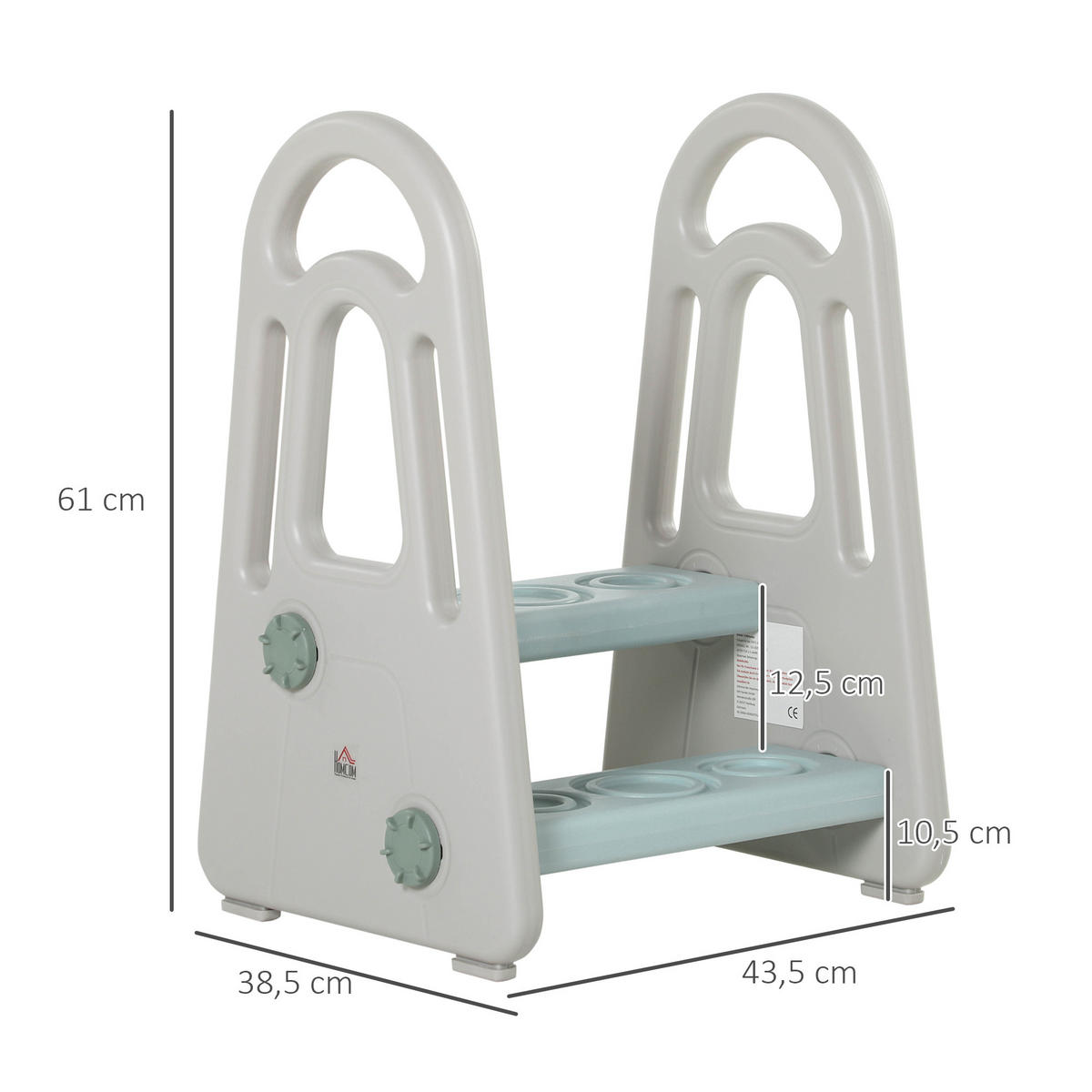 KINDER-TRITTHOCKER, Blau, HDPE, PP - Blau, Kunststoff (38.5/61/43.5cm) - HOMCOM