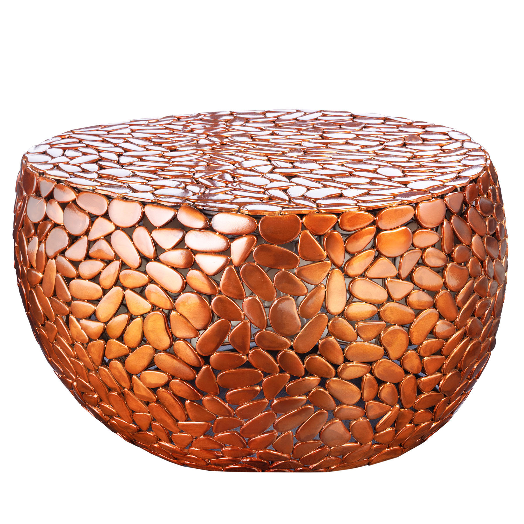 COUCHTISCH STONE MOSAIC rund Kupfer 72cm - Kupferfarben, Metall (70/72/40cm) - riess-ambiente