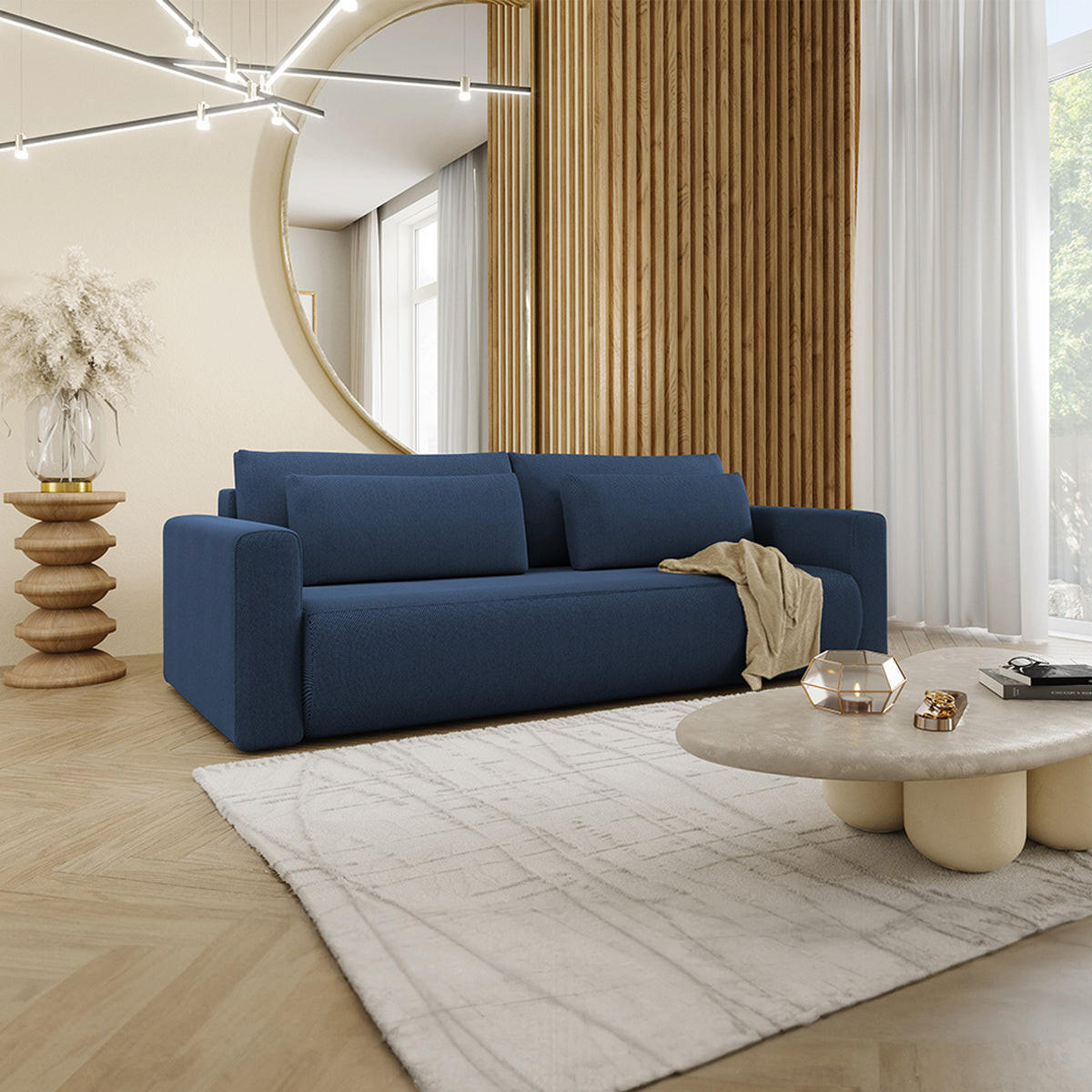 SOFA Evy 3 Sitzplätze Blau - Blau, Holz (238/82/105cm) - Petits-meubles
