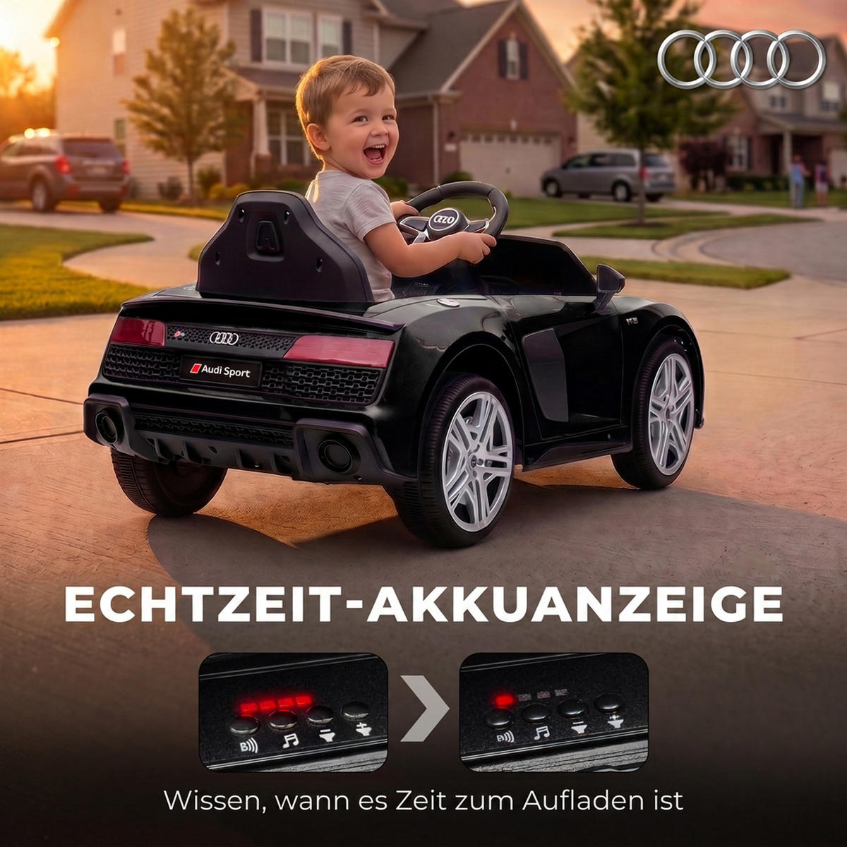 KINDER-ELEKTROAUTO Kunststoff Stahl Schwarz - Schwarz, Kunststoff (107/58/44cm) - AIYAPLAY