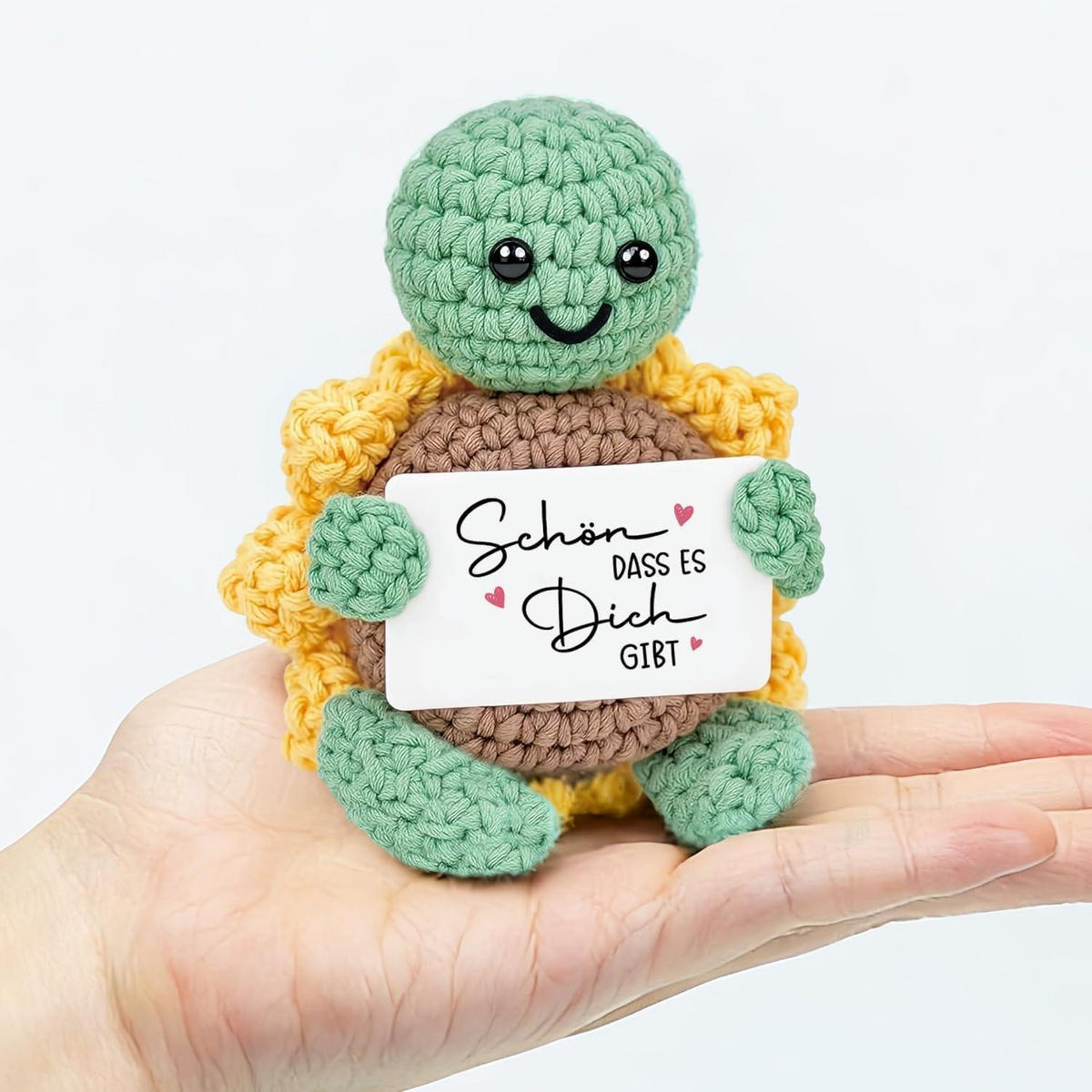 STOFFTIER Schildkröte gehäkelt mit Sonnenblume und Spruch - Multicolor, Textil (1/1cm)