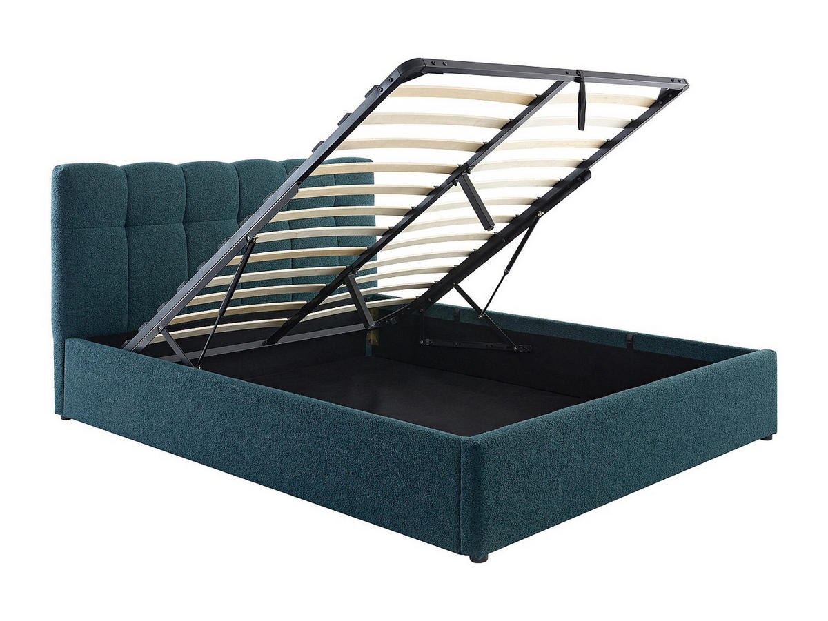 BETT mit Bettkasten - 2 Personen - Stoff - Blaugrün - - Grün, Textil (160/200cm) - Vente-Unique