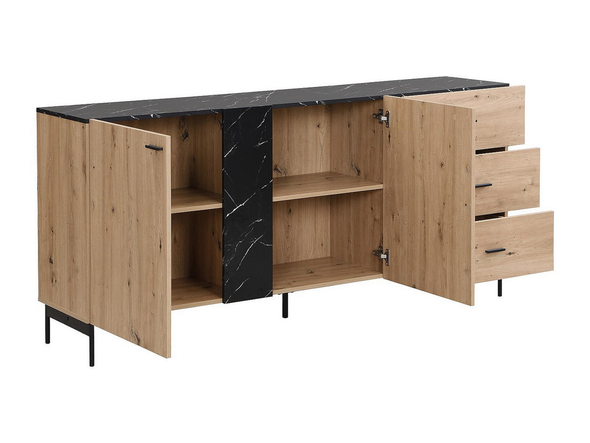 SIDEBOARD - 180cm x 40cm - MDF - schwarz, naturfarben hell - LIOMENA - Schwarz, Holz (180/83/40cm) - Vente-Unique