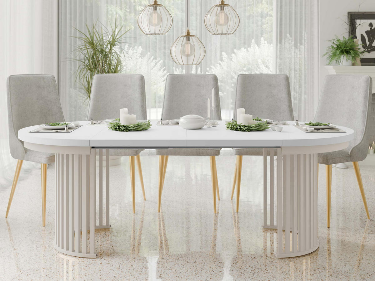 ESSTISCH ausziehbar Komo - Kaschmir/Weiß, Holz/Holzwerkstoff (100/100/76cm) - MIRJAN24