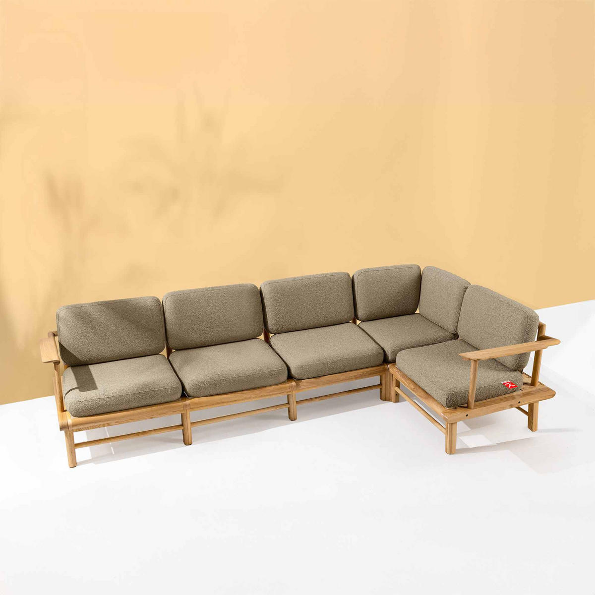 LOUNGESOFA ATREDA rechts - Beige, Holz/Textil (300/80/160cm) - KONSIMO®