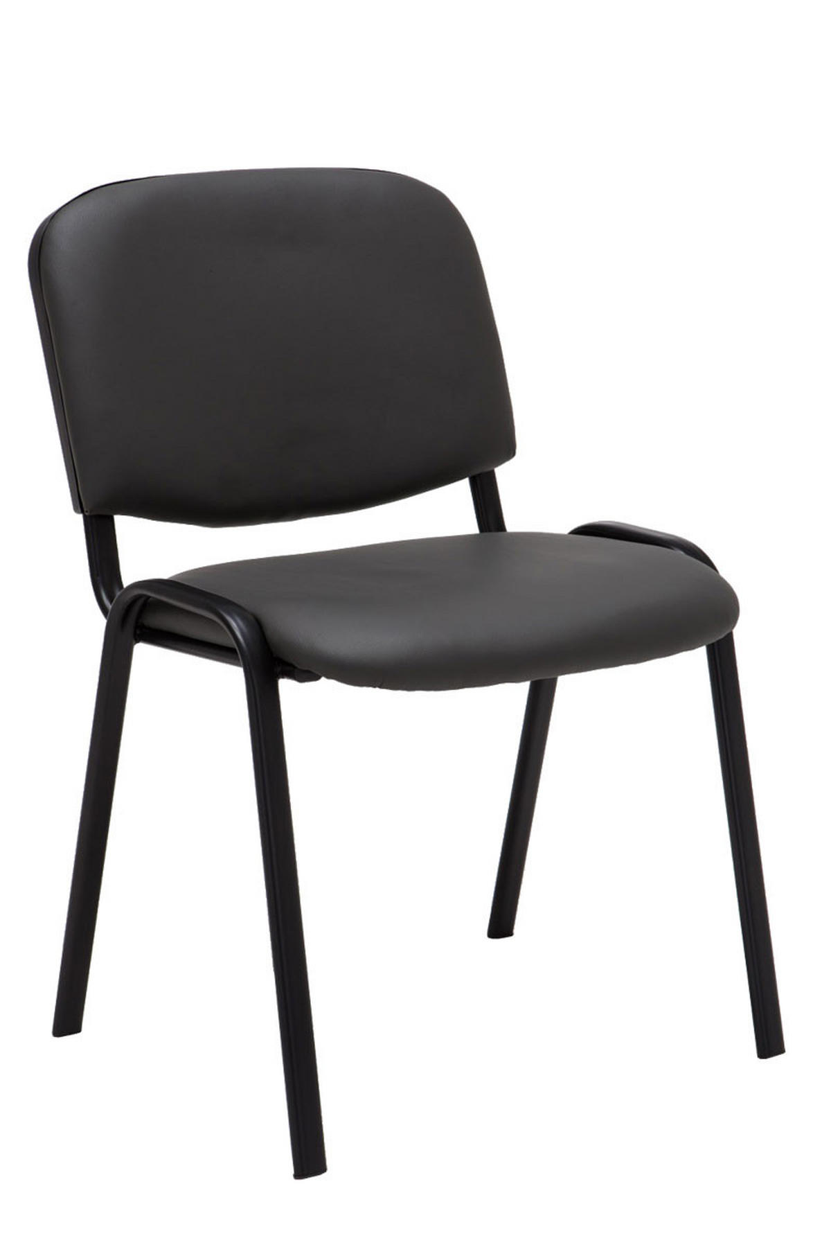 BESUCHERSTUHL 4er Set Lederlook grau - Schwarz/Grau, Textil/Metall (53/83/53cm) - CLP
